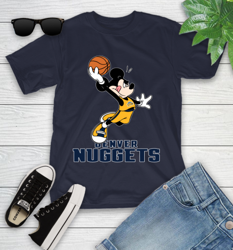 NBA Basketball Denver Nuggets Cheerful Mickey Mouse Shirt Youth T-Shirt 3