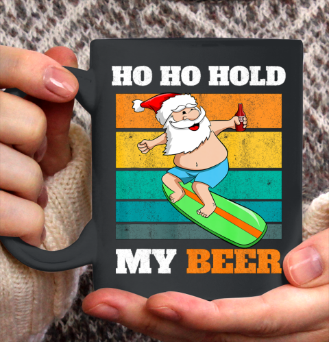 Ho Ho Hold Beer Surfer Santa Xmas Party Christmas In July Ceramic Mug 11oz
