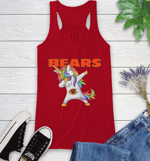 Chicago Bears NFL Football Funny Unicorn Dabbing Sports Racerback Tank 6