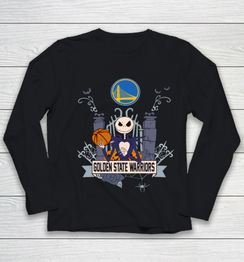 NBA Golden State Warriors Basketball Jack Skellington Halloween Youth Long Sleeve