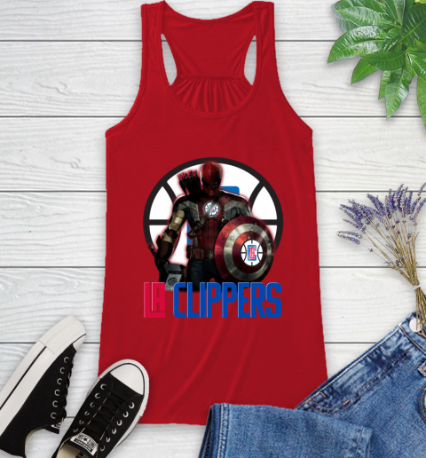 LA Clippers NBA Basketball Captain America Thor Spider Man Hawkeye Avengers Racerback Tank 6