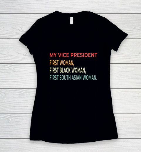 My Vice President Is A Black Woman Retro Vintage Women's V-Neck T-Shirt