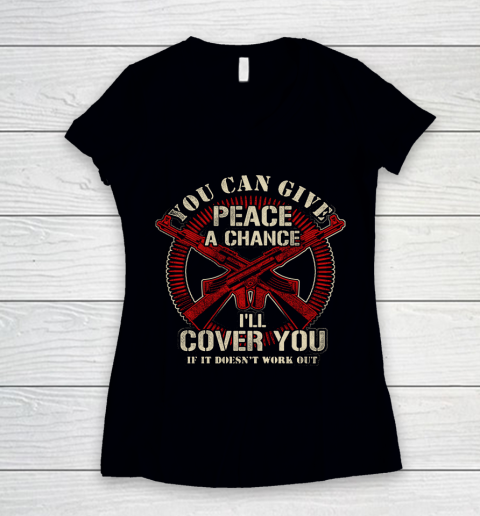 Veteran Shirt Gun Control I'll Cover You Women's V-Neck T-Shirt