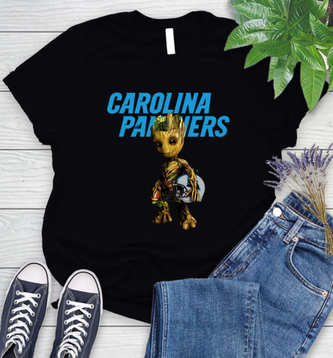 Carolina Panthers NFL Football Groot Marvel Guardians Of The Galaxy Women's T-Shirt 2