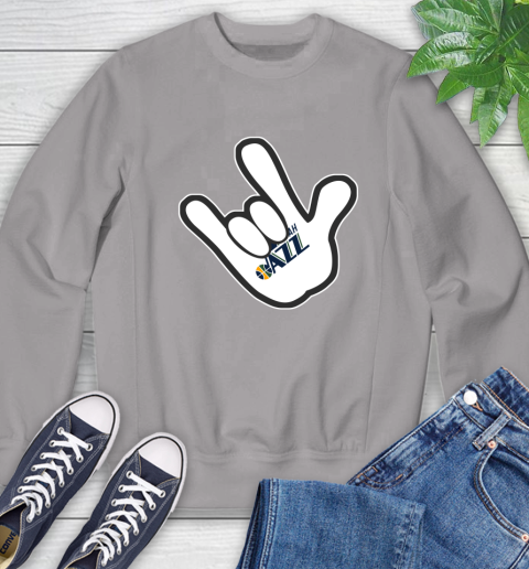 Utah Jazz NBA Basketball Mickey Rock Hand Disney Sweatshirt 5