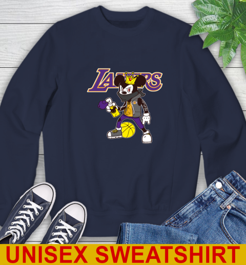 Los Angeles Lakers NBA Basketball Mickey Peace Sign Sports Sweatshirt 3