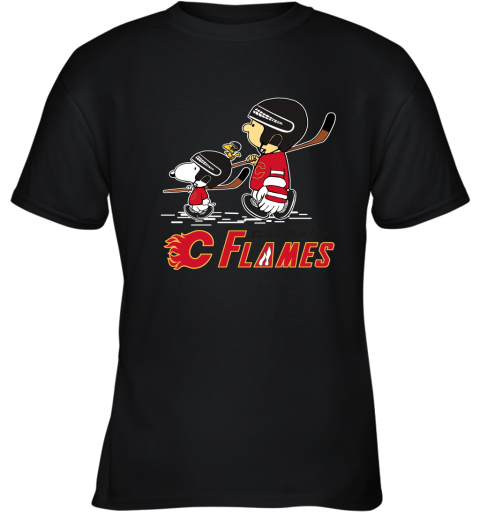 Let's Play Calgary Flames Ice Hockey Snoopy NHL Youth T-Shirt