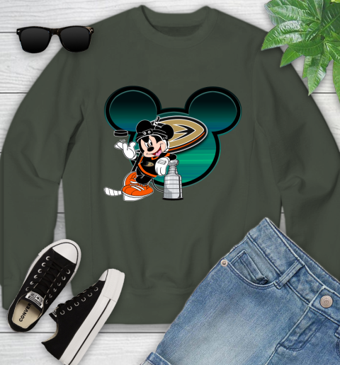 NHL Anaheim Ducks Stanley Cup Mickey Mouse Disney Hockey T Shirt Youth Sweatshirt 10