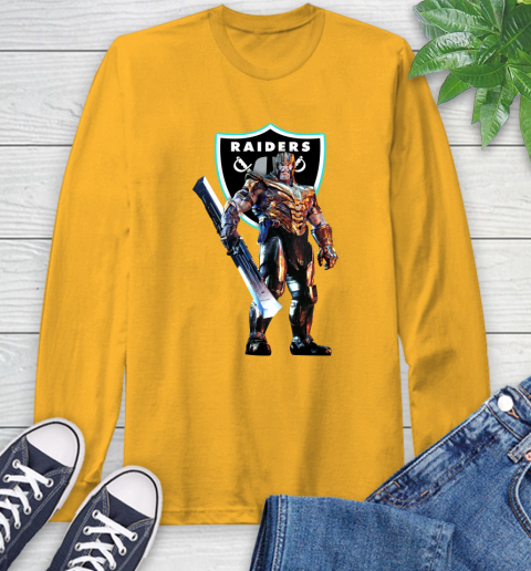 NFL Thanos Gauntlet Avengers Endgame Football Oakland Raiders Long Sleeve T-Shirt 3