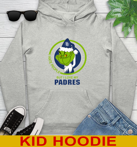 San Diego Padres MLB Christmas Grinch I Hate People But I Love My Favorite Baseball Team Youth Hoodie