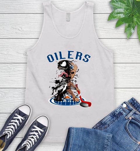 NHL Edmonton Oilers Hockey Venom Groot Guardians Of The Galaxy Tank Top