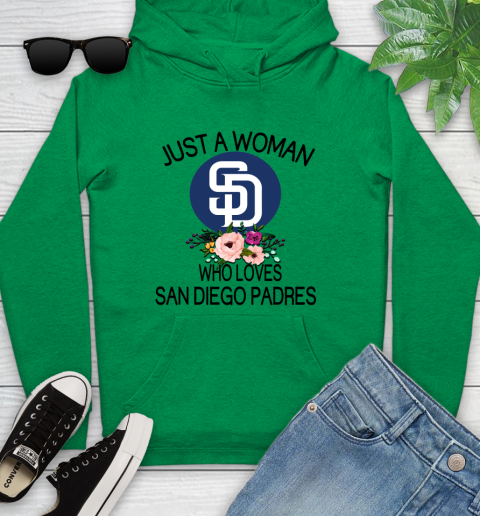 MLB Just A Woman Who Loves San Diego Padres Baseball Sports Youth Hoodie 5