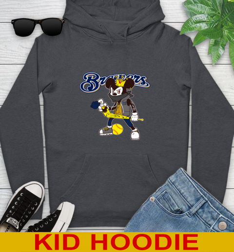 Milwaukee Brewers MLB Baseball Mickey Peace Sign Sports Youth Hoodie 9