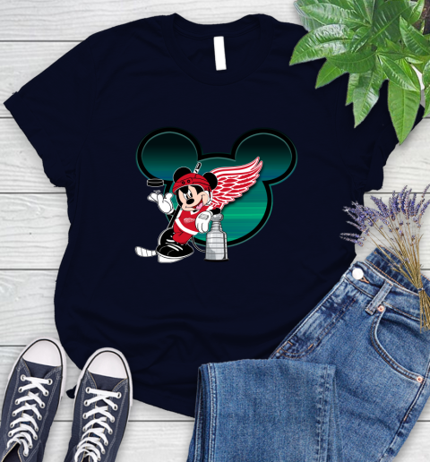NHL Detroit Red Wings Stanley Cup Mickey Mouse Disney Hockey T Shirt Women's T-Shirt 3