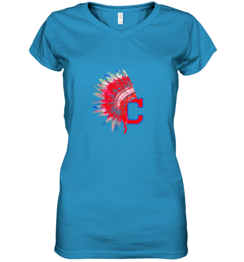 rzwm new cleveland hometown indian tribe vintage for baseball fans awesome women v neck t shirt 39 front sapphire