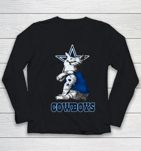 NFL Football My Cat Loves Dallas Cowboys Youth Long Sleeve