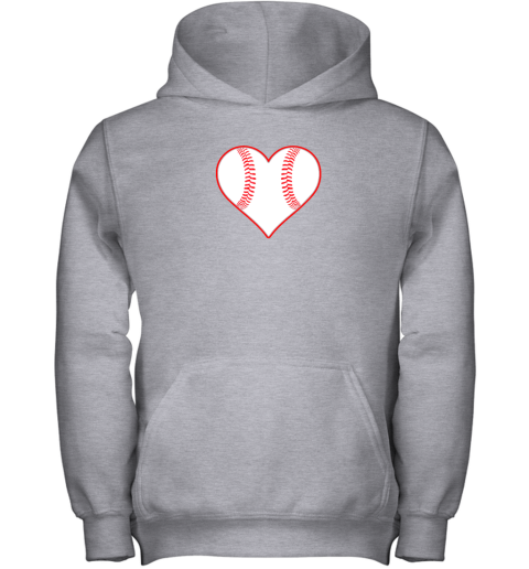 0cor baseball player coach or fan heart shaped baseball graphic youth hoodie 43 front sport grey