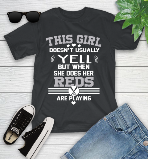 Cincinnati Reds MLB Baseball I Yell When My Team Is Playing Youth T-Shirt