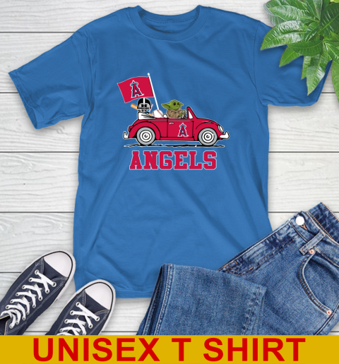 MLB Baseball Los Angeles Angels Darth Vader Baby Yoda Driving Star Wars Shirt T-Shirt 9