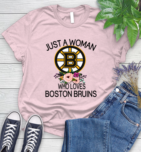 NHL Just A Woman Who Loves Boston Bruins Hockey Sports Women's T-Shirt 8