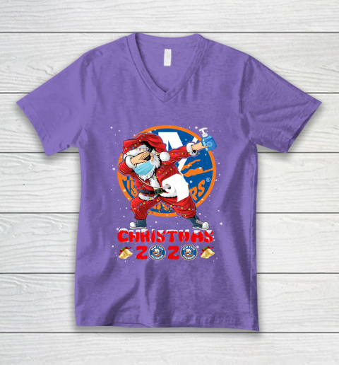New York Islanders Funny Santa Claus Dabbing Christmas 2020 NHL V-Neck T-Shirt 8