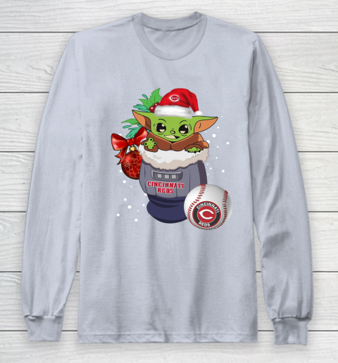 Cincinnati Reds Christmas Baby Yoda Star Wars Funny Happy MLB Long Sleeve T-Shirt 6