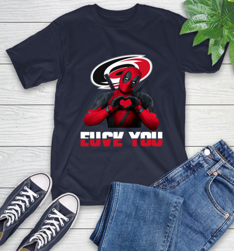 NHL Carolina Hurricanes Deadpool Love You Fuck You Hockey Sports T-Shirt 3