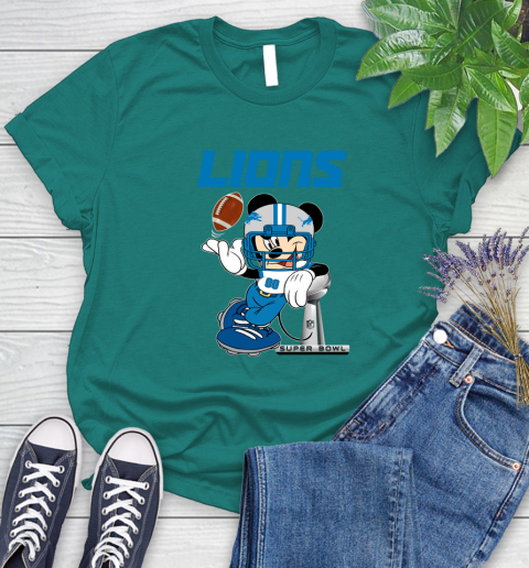 NFL Detroit Lions Mickey Mouse Disney Super Bowl Football T Shirt Women's T-Shirt 12
