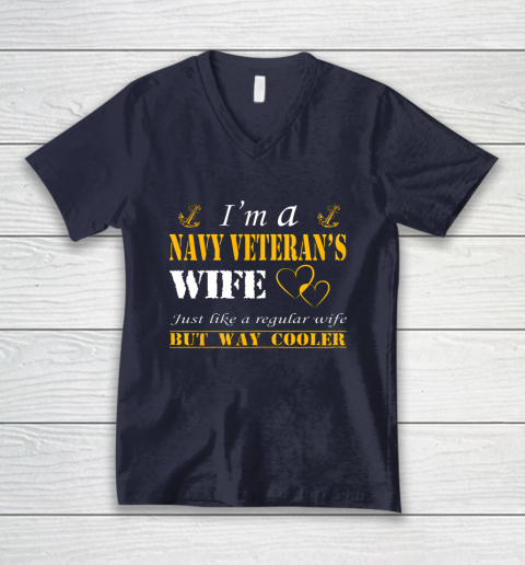 Womens I am a Navy veterans wife t shirt Navy veteran V-Neck T-Shirt 2