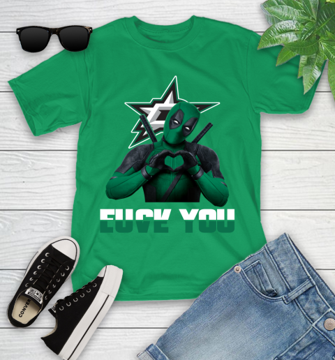 NHL Dallas Stars Deadpool Love You Fuck You Hockey Sports Youth T-Shirt 8
