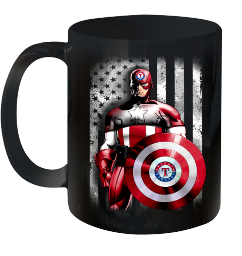 Texas Rangers MLB Baseball Captain America Marvel Avengers American Flag Shirt Ceramic Mug 11oz