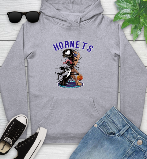 NBA Charlotte Hornets Basketball Venom Groot Guardians Of The Galaxy Youth Hoodie 6