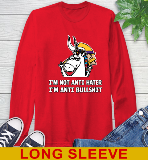 Minnesota Vikings NFL Football Unicorn I'm Not Anti Hater I'm Anti Bullshit Long Sleeve T-Shirt 10