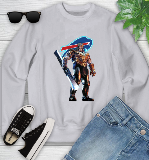 NFL Thanos Gauntlet Avengers Endgame Football Buffalo Bills Youth Sweatshirt 4