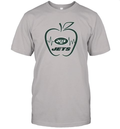Apple Heartbeat Teacher Symbol New York Jets Unisex Jersey Tee