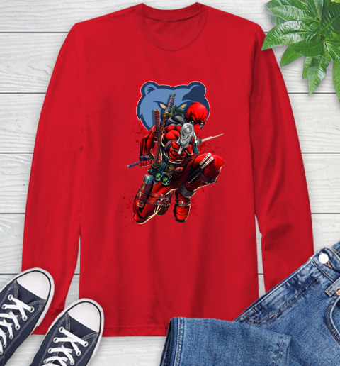 NBA Deadpool Marvel Comics Sports Basketball Memphis Grizzlies Long Sleeve T-Shirt 10