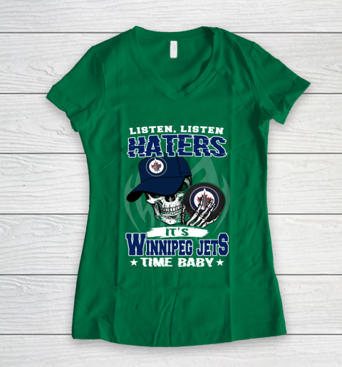 Listen Haters It is JETS Time Baby NHL Women's V-Neck T-Shirt 3