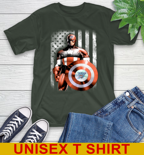 Oklahoma City Thunder NBA Basketball Captain America Marvel Avengers American Flag Shirt T-Shirt 6