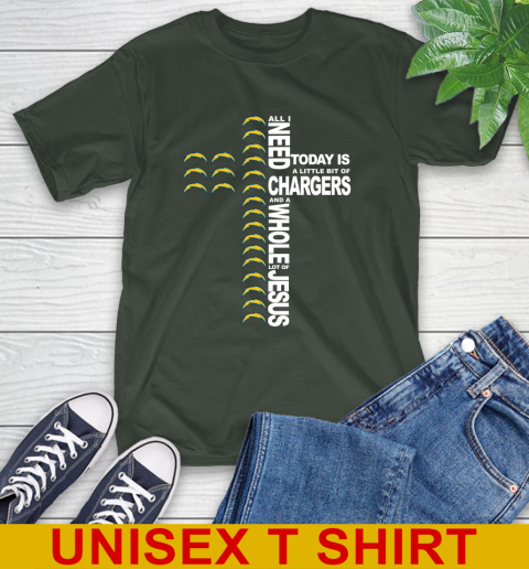 NFL All I Need Today Is A Little Bit Of Los Angeles Chargers Cross Shirt T-Shirt 6