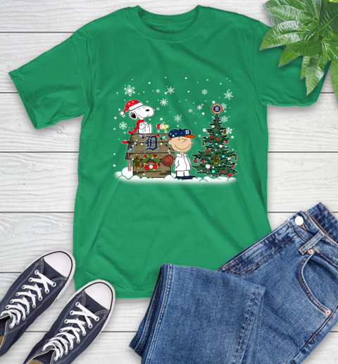 MLB Detroit Tigers Snoopy Charlie Brown Christmas Baseball Commissioner's Trophy T-Shirt 7