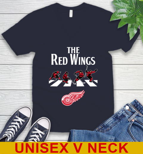 NHL Hockey Detroit Red Wings The Beatles Rock Band Shirt V-Neck T-Shirt 2
