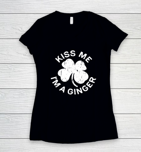 Kiss Me I'm A Ginger T Shirt Saint Patrick Day Women's V-Neck T-Shirt