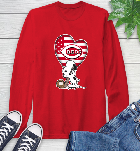 Cincinnati Reds MLB Baseball The Peanuts Movie Adorable Snoopy Long Sleeve T-Shirt 10