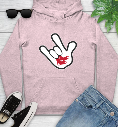 Boston Red Sox MLB Baseball Mickey Rock Hand Disney Youth Hoodie 10