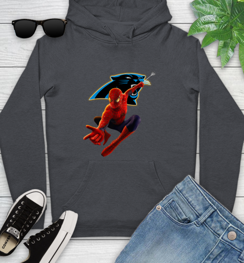 NFL Spider Man Avengers Endgame Football Carolina Panthers Youth Hoodie 8