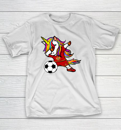 Dabbing Unicorn Montenegro Football Montenegrin Flag Soccer T-Shirt