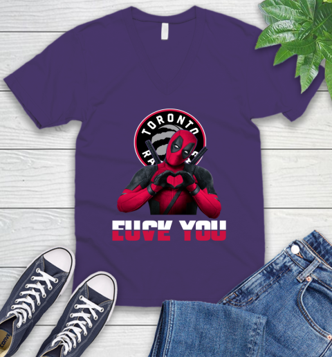NBA Toronto Raptors Deadpool Love You Fuck You Basketball Sports V-Neck T-Shirt 9