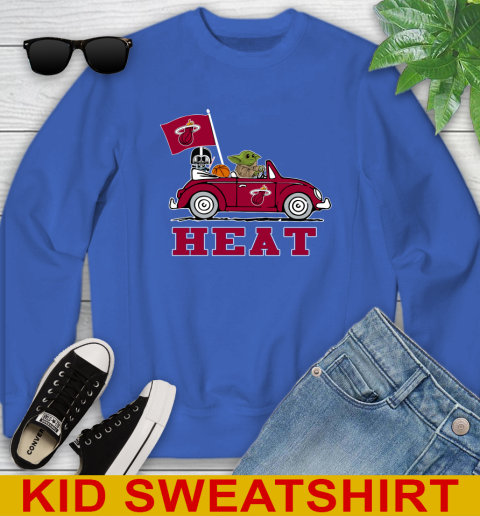 NBA Basketball Miami Heat Darth Vader Baby Yoda Driving Star Wars Shirt Youth Sweatshirt 7