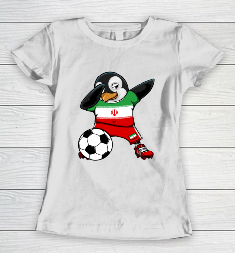 Dabbing Penguin Iran Soccer Fans Jersey Football Lover Sport Women's T-Shirt