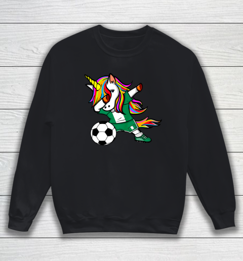Funny Dabbing Unicorn Nigeria Football Nigerian Flag Soccer Sweatshirt